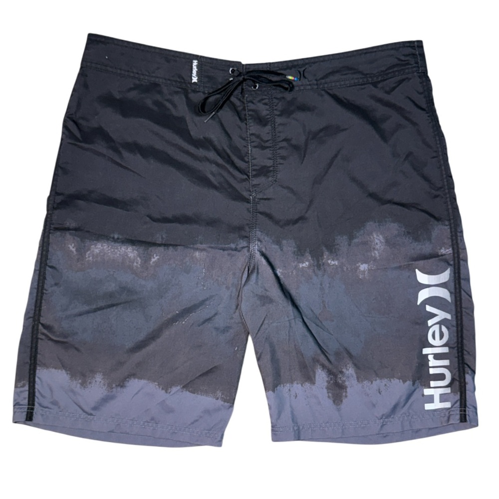 Hurley Men's Black and Gray Board Shorts Size 40